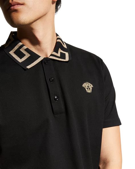 versace men's polo shirt|versace greca collar polo shirt.